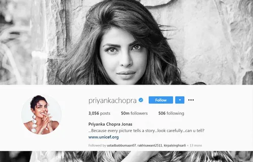 Priyanka Chopra के इंस्टाग्राम पर 50 मिलियन फॉलोअर्स, आलिया और दीपिका को भी पछाड़ा