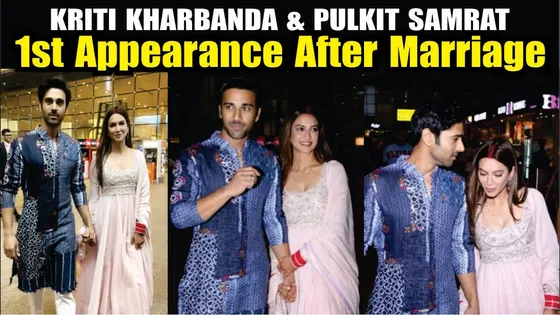 Pulkit Samrat and Kriti Kharbanda first appearance after wedding spotted at MUMBAI Airport