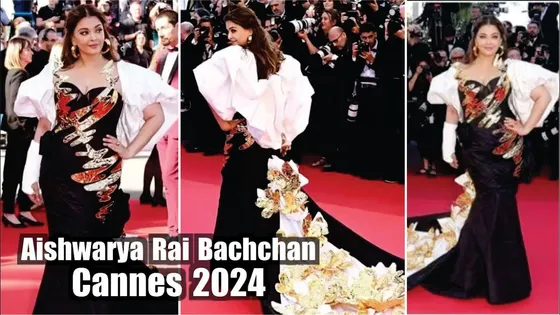 Aishwarya Rai Bachchan At Cannes 2024 | Aishwarya Rai dazzles in black & gold butterfly dress