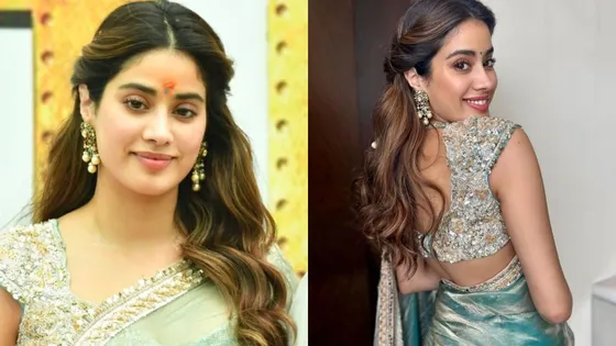 Janhvi Kapoor graced in a blue tissue saree, embracing the summer vibes