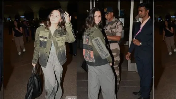 Alia Bhatt rocks a customized denim jacket for her casual airport look