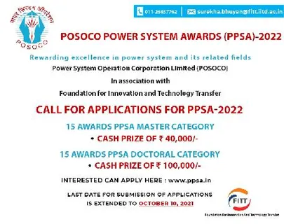 Call for Applications POSOCO Power System Awards 2023