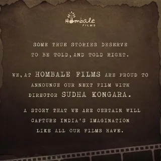 Hombale Films Announces New Movie With Sudha Kongara