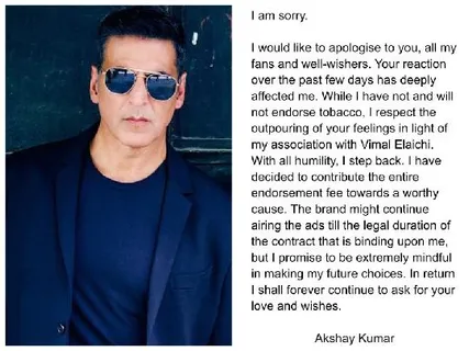 Akshay Kumar Issues An Apology Over Vimal Row