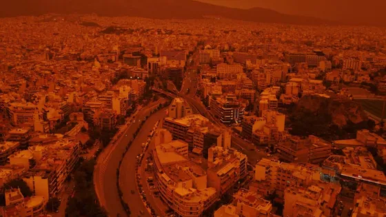Athens turned orange as Sahara desert winds blew