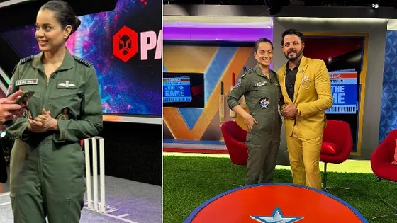 Kangana Ranaut takes the nation's pride along! Visited Cricket Live Mumbai for the India vs Afghanistan pre-match in Air Force uniform for Tejas promotion!