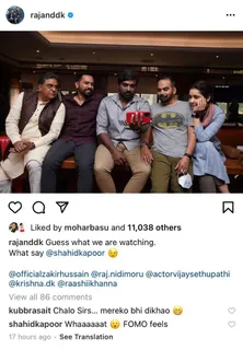 Is Kubbra Sait shooting for her next project with Shahid Kapoor and ave directors Raj and DK, this social media banter surely hints at that !