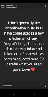 Shershaah actor Sahil Vaid clarifies and states that “I have been misquoted here” regarding the articles that say he regrets doing the film