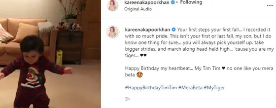 Kareena kapoor Khan shares Unseen video of her 'tiger' Taimur's first steps with a sweet birthday note for him !