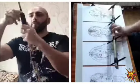 The video of a Man who draws 4 portrait of Harry Potter characters all at once is getting viral. Know what happened: