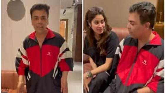 Farah Khan trolls Karan Johar for ‘wearing a parachute’, Janhvi Kapoor refuses to comment on his look. Watch