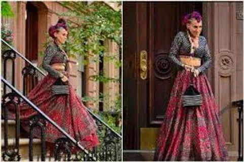 "sex and the city" star Sarah Jessica Parker In a Falguni Shane peacock Lehenga is a total stunner !