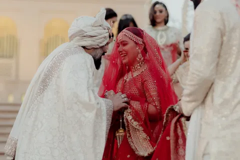 Director Luv Ranjan and Alisha Vaid pose as groom and bride in first official wedding pics!