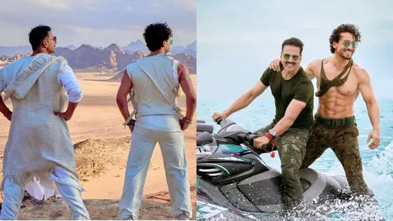 Akshay Kumar recreates his famous 'Raju' pose along side Tiger Shroff as he wraps up shooting at Jordan; Shares Pic!