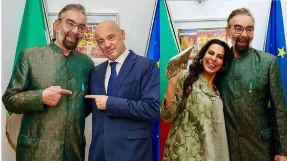 Kabir Bedi Reverences 'Melodi' Amidst Italy's Highest Honor, Joined by Wife Parveen, Daughter Pooja Bedi, and Granddaughter Alaya