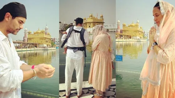 Neha Dhupia, Angad Bedi pay obeisance at Golden Temple with children