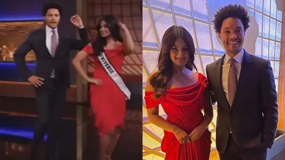Miss Universe 2021 Harnaaz Sandhu teaches Bollywood dance to comedian Trevor Noah [Watch Video]