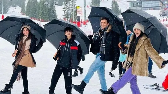 Hrithik Roshan gives a sneak peek of his snowy Christmas with Saba Azad, sons