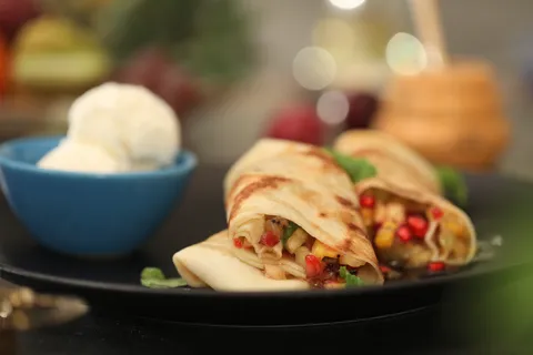 Ricotta Cheese Crepes With Tropical Fruit Salsa