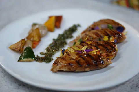 Grilled Chicken and Vegetables with Salsa Verde