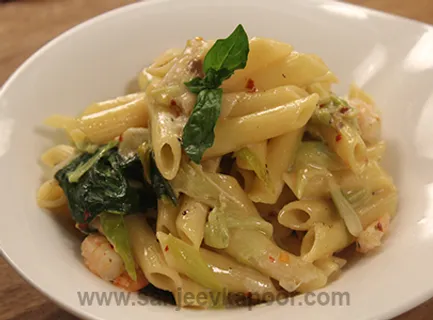 Shrimp, Leek and Spinach Pasta