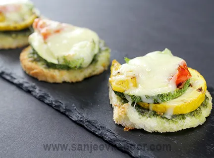 Pesto and Grilled Vegetables Bread Pizza