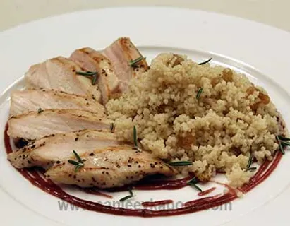 Grilled Chicken with Spiced Couscous and Red Wine 