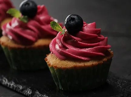 Orange Cupcake with Red Wine Frosting