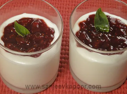 Basil White Chocolate Mousse with Balsamic Strawbe