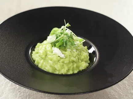Green Pea and Goat Cheese Risotto 