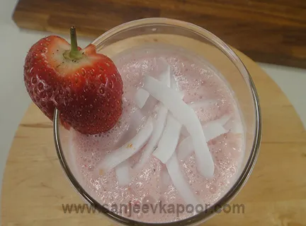 Strawberry and Tender Coconut Smoothie