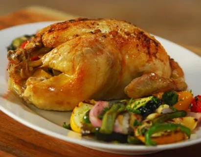 Lemon Roast Chicken With Baked Vegetables