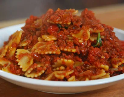 Pasta with Meat Sausages