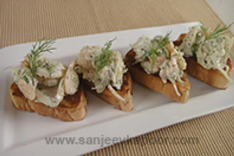 Prawn Bruschetta With Lemony Fennel Salad