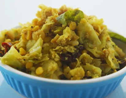Cabbage Chana Dal With Shrimps