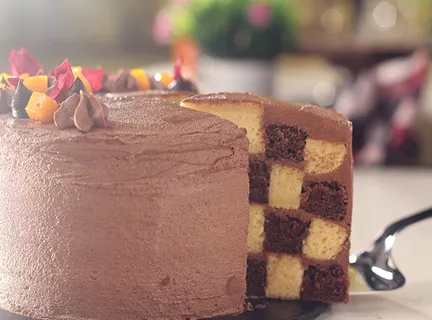 Checkerboard Cake - SK Khazana