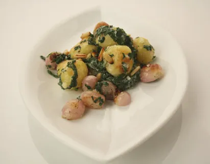 Potato and Onion Salad with Spinach