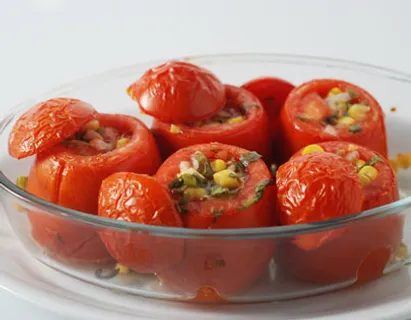 Sweetcorn Chilli Salsa Stuffed Tomatoes