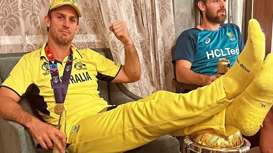 Mitchell Marsh Booked for Disrespecting World Cup Trophy
