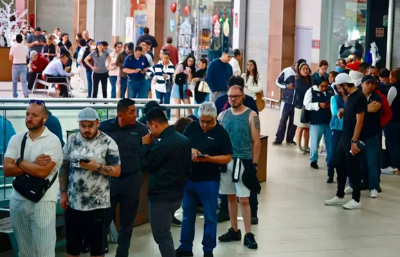 People wait in line to vote in the Mexican general elections at a polling station in Toluca. Felipe Gutierrez/EFE/EPA