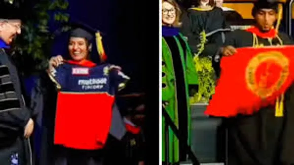 RCB Fan Waves the Team Jersey at her own Graduation Ceremony