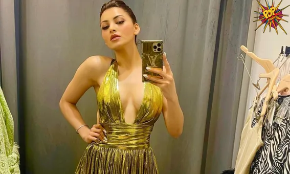Urvashi Rautela looks stunning in a golden deep halter neck gown and this  is how much the dress is worth!