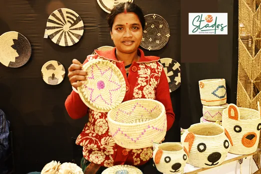 Dipali Mura with her handcrafted ecofriendly Sabai grass products