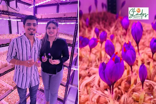 Divya Lohakare Holey and her husband Akshay Holey at their saffron unit in Nagpur, Maharashtra