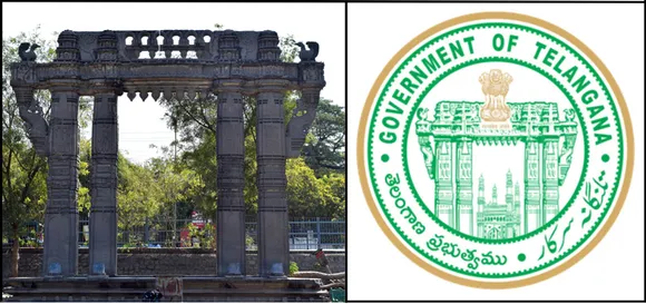 Kakatiya arch and emblem of Telangana