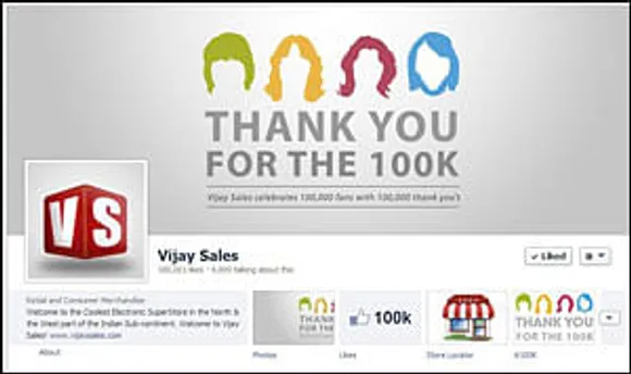 Vijay Sales says one lakh thanks on Facebook