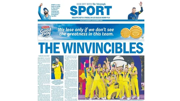 The Telegraph turns blue in tribute to the Indian team