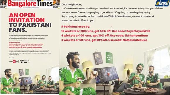 MakeMyTrip’s print ad for the India-Pakistan match books a flurry of pats and jabs