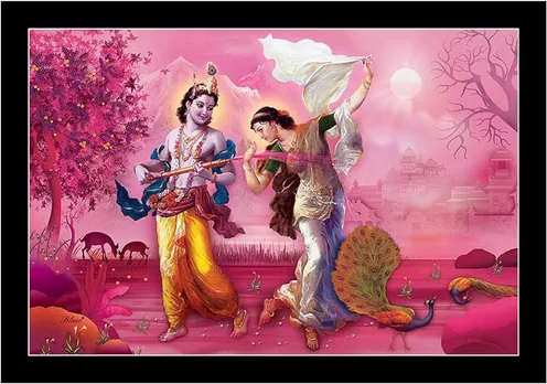 Dolphin Art Radha Krishna Playing Holi Painting with Synthetic Frame  Digital Reprint (14 x 20-inch) : Amazon.in: Home & Kitchen