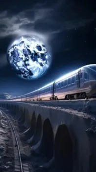AI Reimagines Bullet Train On Moon